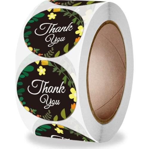 100-500pcs Round Seal labels Floral Thank You Stickers Gift packaging Christmas decoration scrapbooking Stationery Sticker