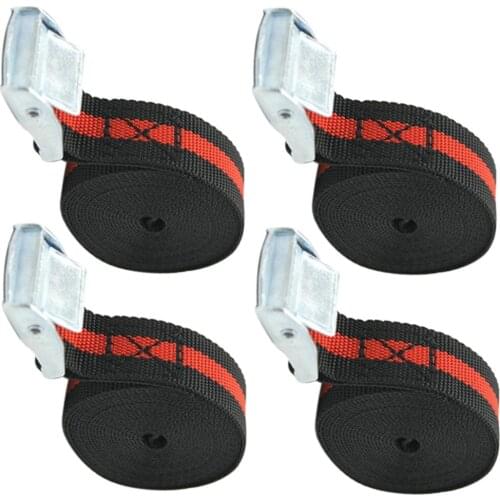 4 Pcs Car Metal Cam Buckle Tie Down Straps Cargo Lash Luggage Belt For Trailers Caravan Pickup RV Motorhome 2500X25mm