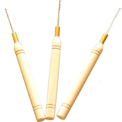48 pieces per lot, Micro Ring Hair Extension Wooden Pulling Needle Threader Feather Hook Tool