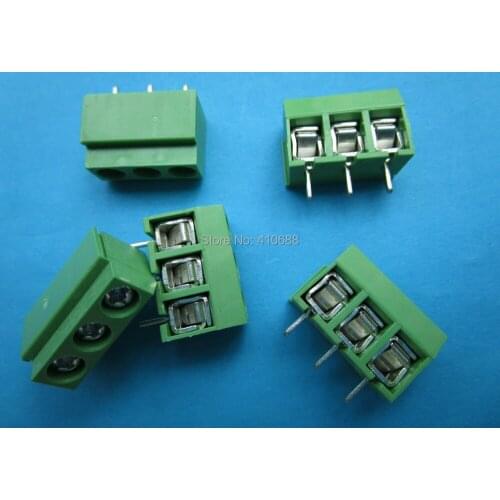 500 pcs Green Pitch 5.0mm 3 pin Screw Terminal Block Connector Wire Protector DC126V