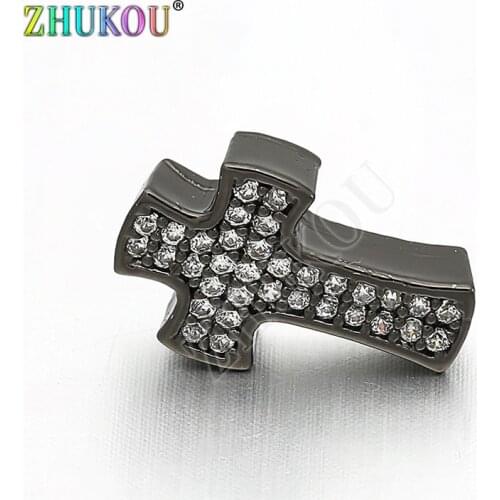 9*14mm Handmade Micro Pave Cubic Zirconia Cross Beads for DIY Jewelry Accessories Making, Model: VZ138