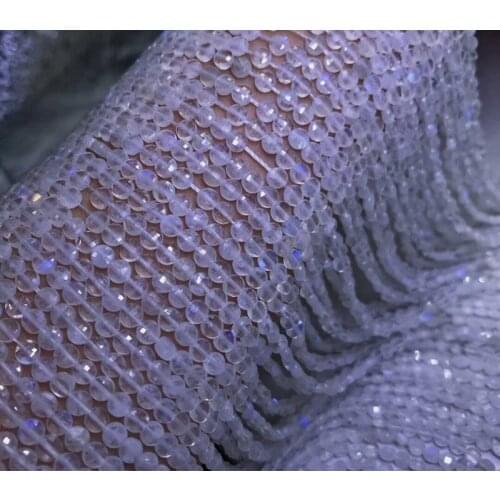 AAAAA LOOSE BEADS Moonstone coin faceted 3*4mm wholesale for DIY jewelry necklace 36cm