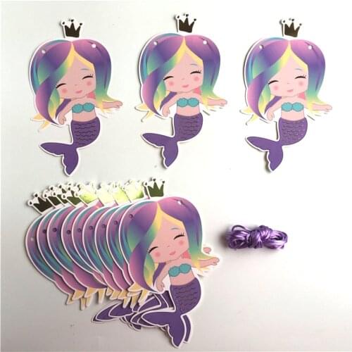 3M Mermaid Party Banner Flag Birthday Kids Baby Shower Party Decorations Cartoon Garland Bunting Favors Supplies