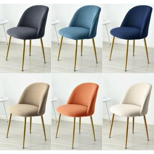 Short Back Dining Chair Cover Stool Curved Seat Slipcover House De Chaise Stretch Coffee Shop Restaurant Table Small Seat Cover