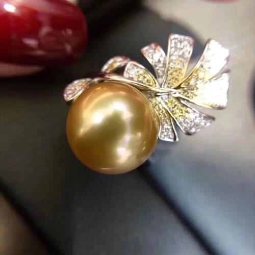 D109 Pearl Rings Fine Jewelry Natural Fresh Water Golden Peals Rings 10-11mm Rings for Women Fine Pearls Rings