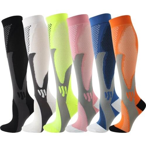 HUAYA Men Compression Socks Running Basketball Varicose 20-30 Mmhg Knee Compress Stockings Marathon Socks Unisex Women Nylon