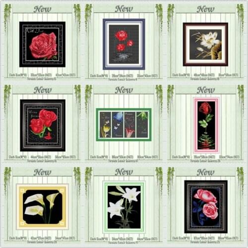 Coffee rose wine cherry Lotus Lily flower diy painting counted canvas DMC 11CT 14CT kits Cross Stitch embroidery needlework Sets