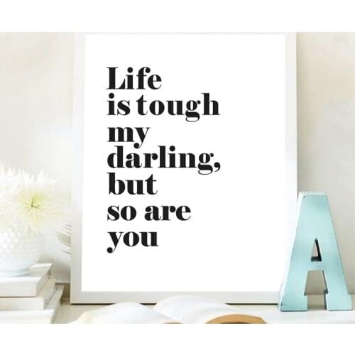 Life Quote Print Black White Poster Woman Gift Motivational Wall Art Canvas Painting Wall Picture Bedroom Home Decor Mother Gift