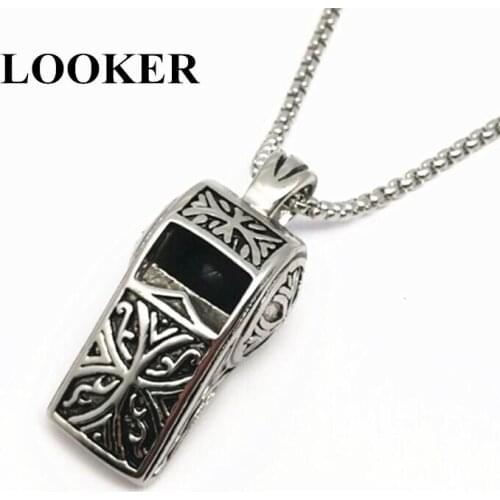 LOOKER Personality Whistle Pendant Stainless Steel Necklace Chain for Men 2021 Fashion New Mens Jewelry Accessories