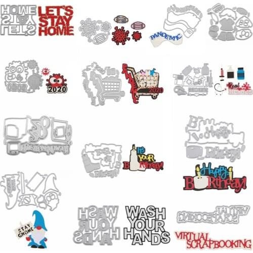 Metal Cutting Dies Chubby Scrapbooking Words 2020 Happy Birthday Various Wash Your Hands Household Goods DIY Craft Diecut
