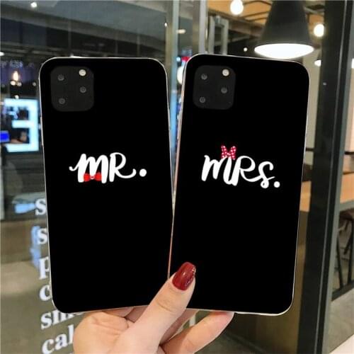 Cute Bow Mr Mrs Couple TPU Soft Silicone Phone Case Cover for iPhone 11 pro XS MAX 8 7 6 6S Plus X 5S SE 2020 XR cover
