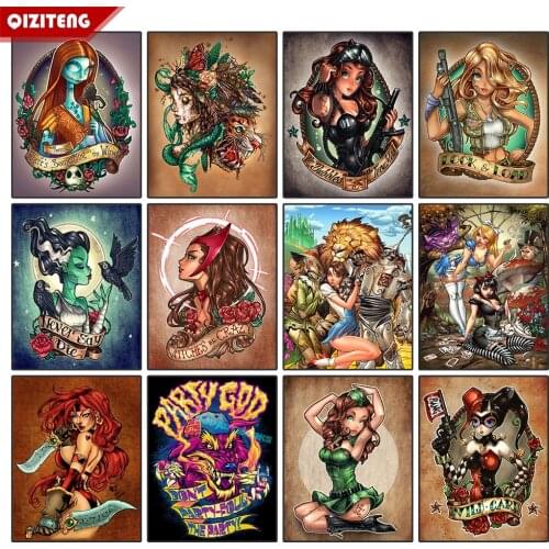 QIZITNEG 5D diy Diamond Painting Kit Cartoon Woman Hand-painted Picture Full Square/Round Mosaic Embroidery Home Decoration