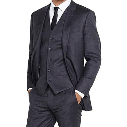 Formal Men Suits for Wedding Groom Tuxedos With Notched Lapel 3 Piece Male Fashion Set ( Jacket Pants Vest ) Custom Size