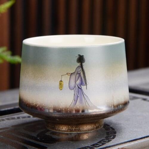 Featured Kung Fu Tea Set Teacup Gradient Creative Hand-painted Maid Cup Ceramic Master Cup Teacup Tea Set Ceramic Handmade