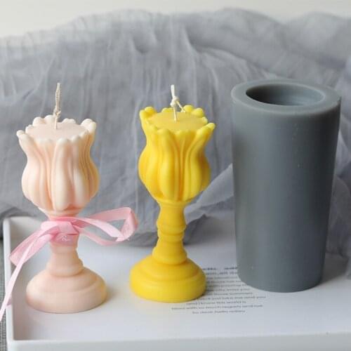 3D Tulip Candle Silicone Mold Soap Crayon Wax Mould Home Ornaments Making Supply X4YE