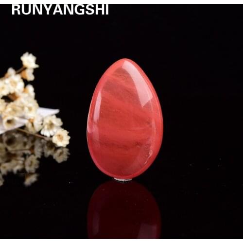 Runyangshi 1pc Artifical quartz Shape of water drop Red smelt quartz crystal stone Polished Large particle gravel Stones