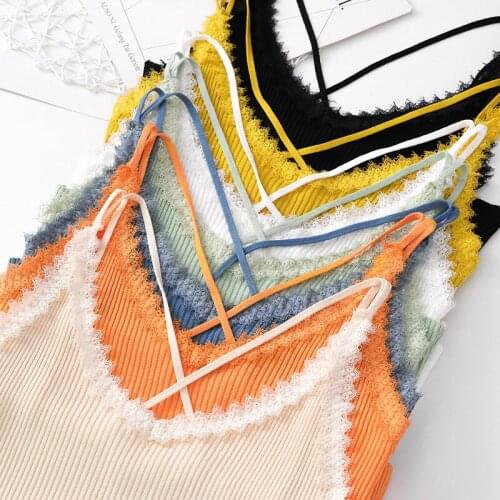 GGRIGHT Sexy V-neck Slim lace Tank Top Women Sleeveless Solid Skinny Female Camisole Fashion Tops Women Summer 2020 Knitted tops