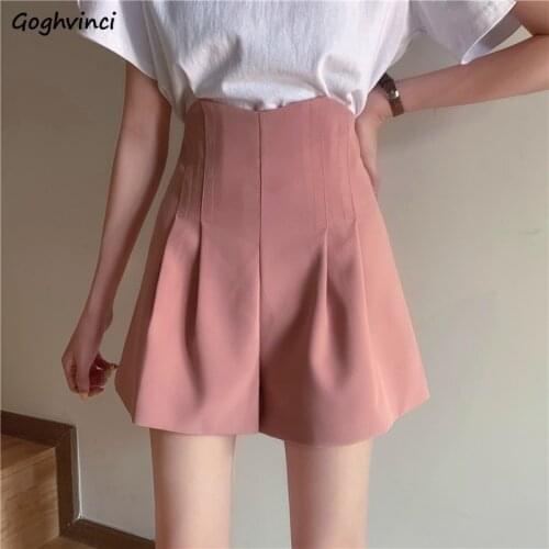 Shorts Women Pantalones Cortos De Mujer High Waist Straight Fashion Summer Streetwear Elegant Female Office Ladies Vintage Chic