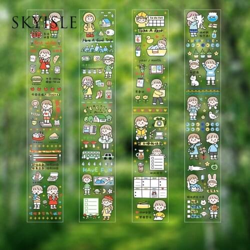 SKYISLE Don't want to grow up, waterproof single-pack PET tape sub-packing cute cartoon girl character hand account diy sticker