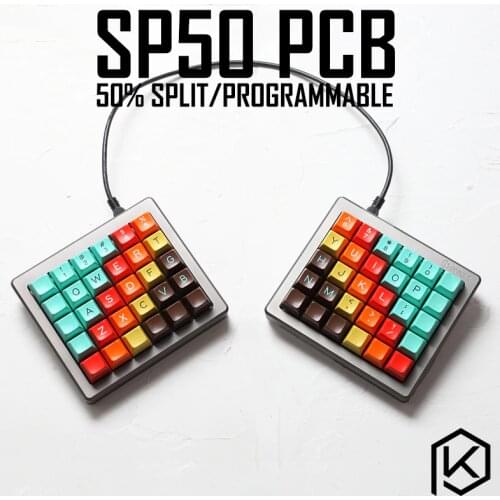 SP50 split Custom Mechanical Keyboard 50% PCB programmed 50 preonic layouts bface firmware with rgb bottom underglow led