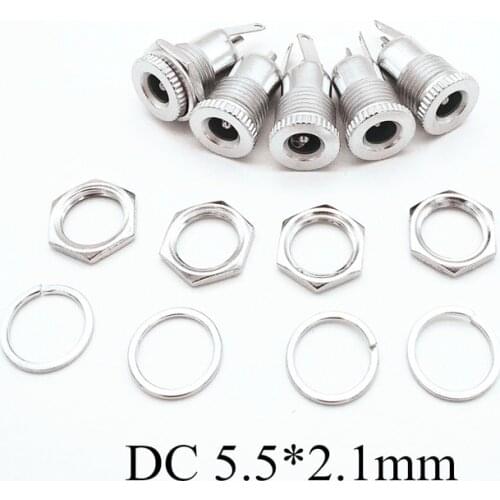 High quality DC Power Jack Socket Female Panel Mount Connector Metal Open Hole 11MM 5521 bike battery charging socket