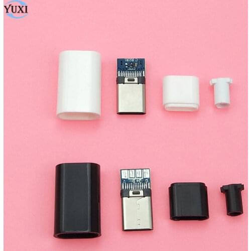 YuXi 2 sets USB 3.1 Type C Male jack Plug Welding Type USB-C 4 in 1 PCB Connector Charging Socket