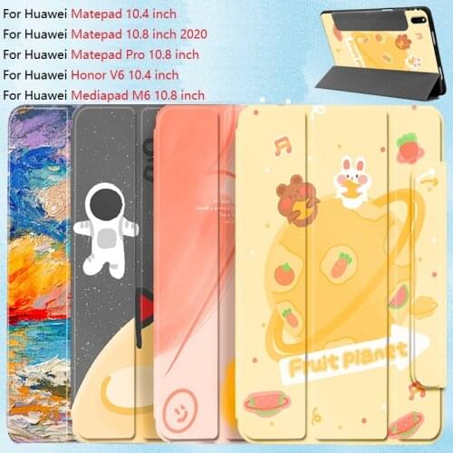 Secure Magnetic Smart Case For Huawei Mate Pad Matepad Pro M6 10.8 V6 10.4 inch cases slim 3 folding Filp stand cover + Pen Slot