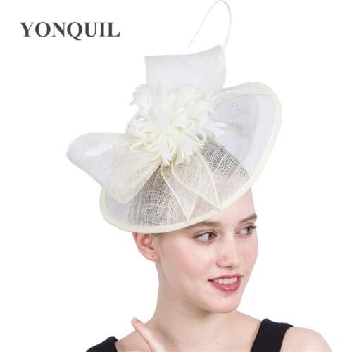 Fashion Women Handmade Bow Fascinator Hats Feather Hair Accessories Adult Wedding Party Feather Floral Hairpin Headpiece