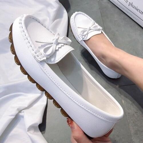 Flat Bottom Shallow Mouth Womens Single Shoes Spring And Autumn Trend Elegant Bow Pure Color Casual Shoes Comfortable