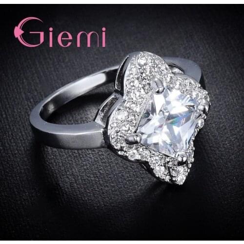Marriage Engagement Cubic Zirconia Ring for Fashion Woman Elegant Elegant Geometric Shape Ring 925 Sterling Silver