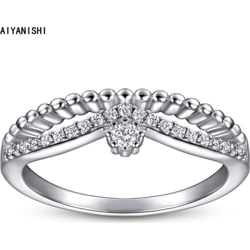 AIYANISHI 925 Sterling Silver Band Rings for Women Female ring 925 silver Micro Pave Wedding Band Rings for women Bridal Jewelry