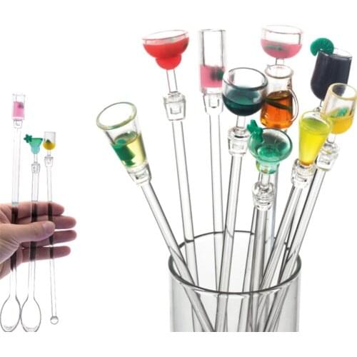 10pcs 23cm Cute Cocktail Drink Mixer Bar Stirring Mixing Sticks with Colorful Miniature Accessory