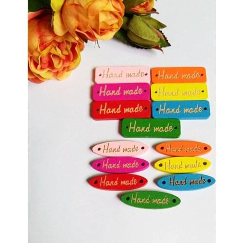 100pcs/lot Mixed 2 Holes Handmade Wood Sewing Decorative Buttons Scrapbooking Wooden plaque