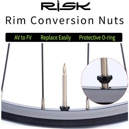 2pcs/set RISK Mountain Bike Schrader Valve Rim install Presta Valve Converter With 3 in 1 Wrench Tools Bicycle Wheel Conversion