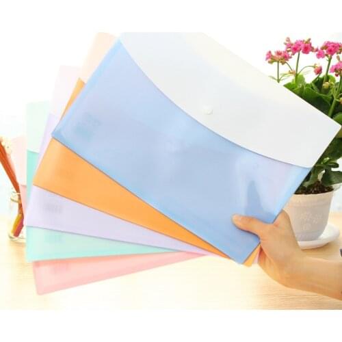 2Pcs A4 PP Office Report Cover Home Storage Folder Documents Button Bag School Test Paper Students Accounting Bills Case 5522