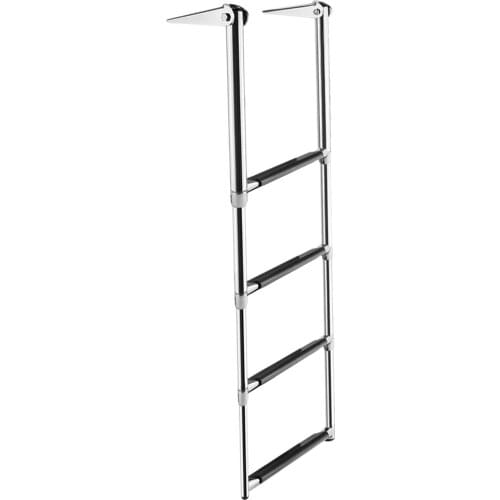 4 Steps Stainless Steel Telescoping Folding Ladder For Boat Marine Yacht