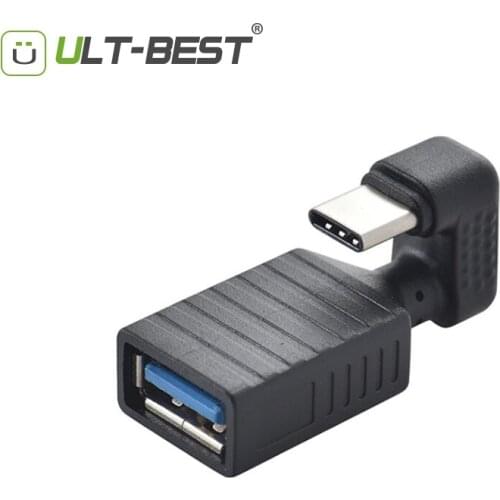 ULT-Best 90 Degree Right Angle Type C Male to USB 3.0 A Female OTG Converter USB-C OTG Adapter For Smart Phone Portable Connecto