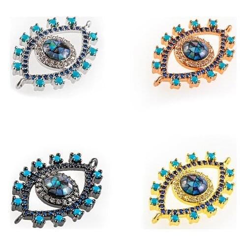 19*31mm sun Evil Eye shell crystal micro pave cz zircon cubic zirconia beads DIY necklace charm bracelet connectors 3g4