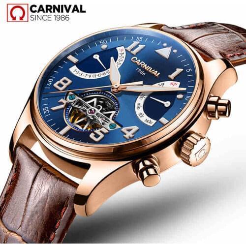 Relogio Masculino CARNIVAL Brand Dive Sport Watch Men Luxury Waterproof Fashion Luminous Automatic Mechanical Tourbillon Watches