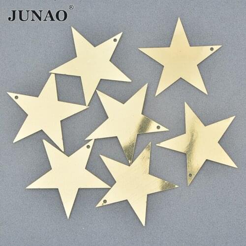 JUNAO 100g 60mm Gold Star Sewing Large Sequin Flat Sequins Paillettes Scrapbooking Sequins for Home Decoration DIY Crafts