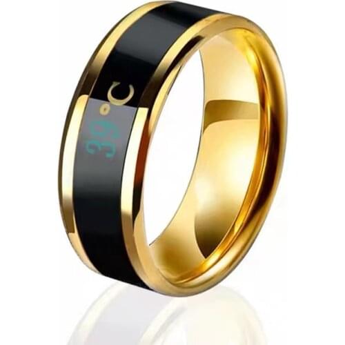 Smart Sensor Body Temperature Ring Stainless Steel Fashion Display Real-time Temperature Test Finger Ring