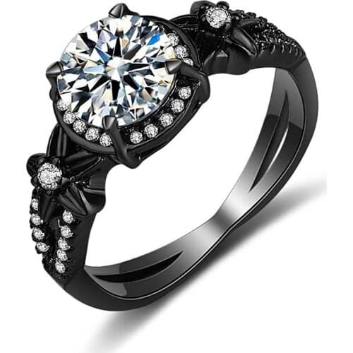 Nightmare Before Christmas womens Black Rings 2021 Trend Halloween Moissanite Rings Jewelry For Women bague femme anillos mujer