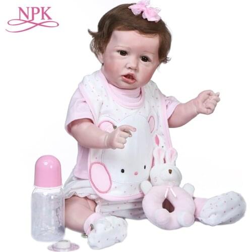 NPK 55CM Saskia popular reborn doll bebe girl reborn toddler full body soft silicone flexible handmade collectible doll