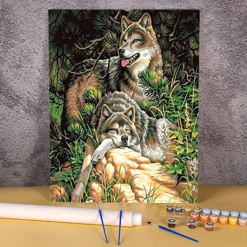 Animal Wolf Coloring By Numbers Painting Set Acrylic Paints 40*50 Paiting By Numbers Loft Picture For Kids Handicraft Art