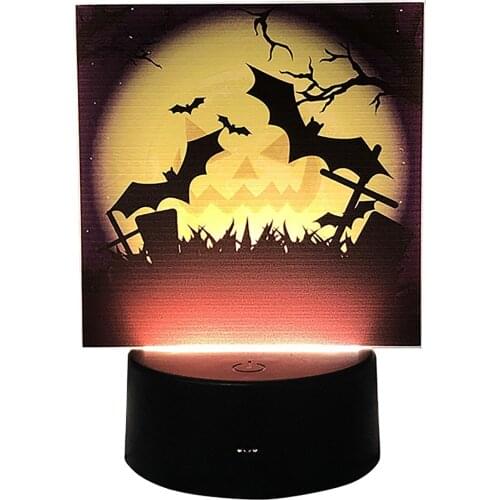 Halloween Pumpkin Bat Pattern Night Light Table Top Decoration Pumpkin Party Happy Halloween Party Decoration For Home 2021