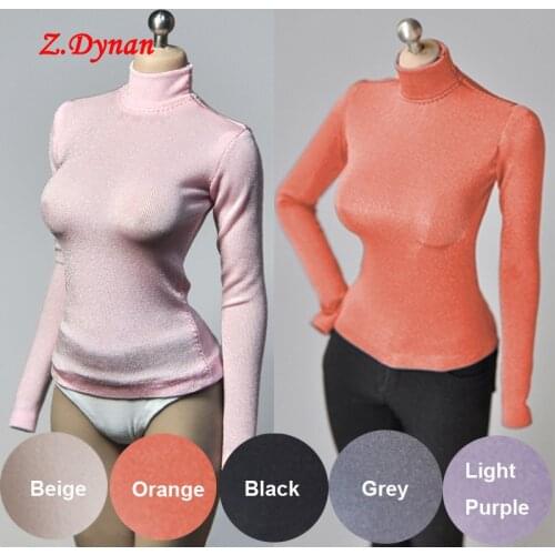 New 1/6 Scale Turtleneck Tights Clothing Long Shirt for 12inch Female Seamless Figure Body Figure