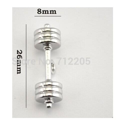 New Arrival Fitness Weightlifting Gym charms 50pcs a lot rhodium plated Dumbbell barbell weight necklace pendant
