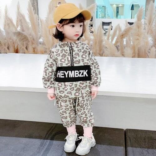 2020 Autumn Fashion Babe Girls Clothes Leopard print Sports suit Sets Pullover Sweatshirt Tops Pants 1 to 7 Yrs Children Outfits