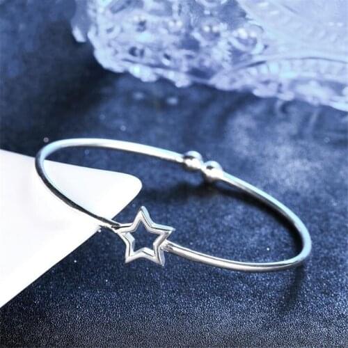 Popular Personality New Fashion 925 Sterling Silver Jewelry Five-pointed Star Open Female Wild Bracelet SB46