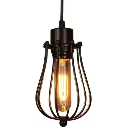 Vintage Cage Chandelier E27 Edison Light Bulb Loft Restaurant Bedroom Pendant LED Lighting Industry Vintage Iron Lamps For Home